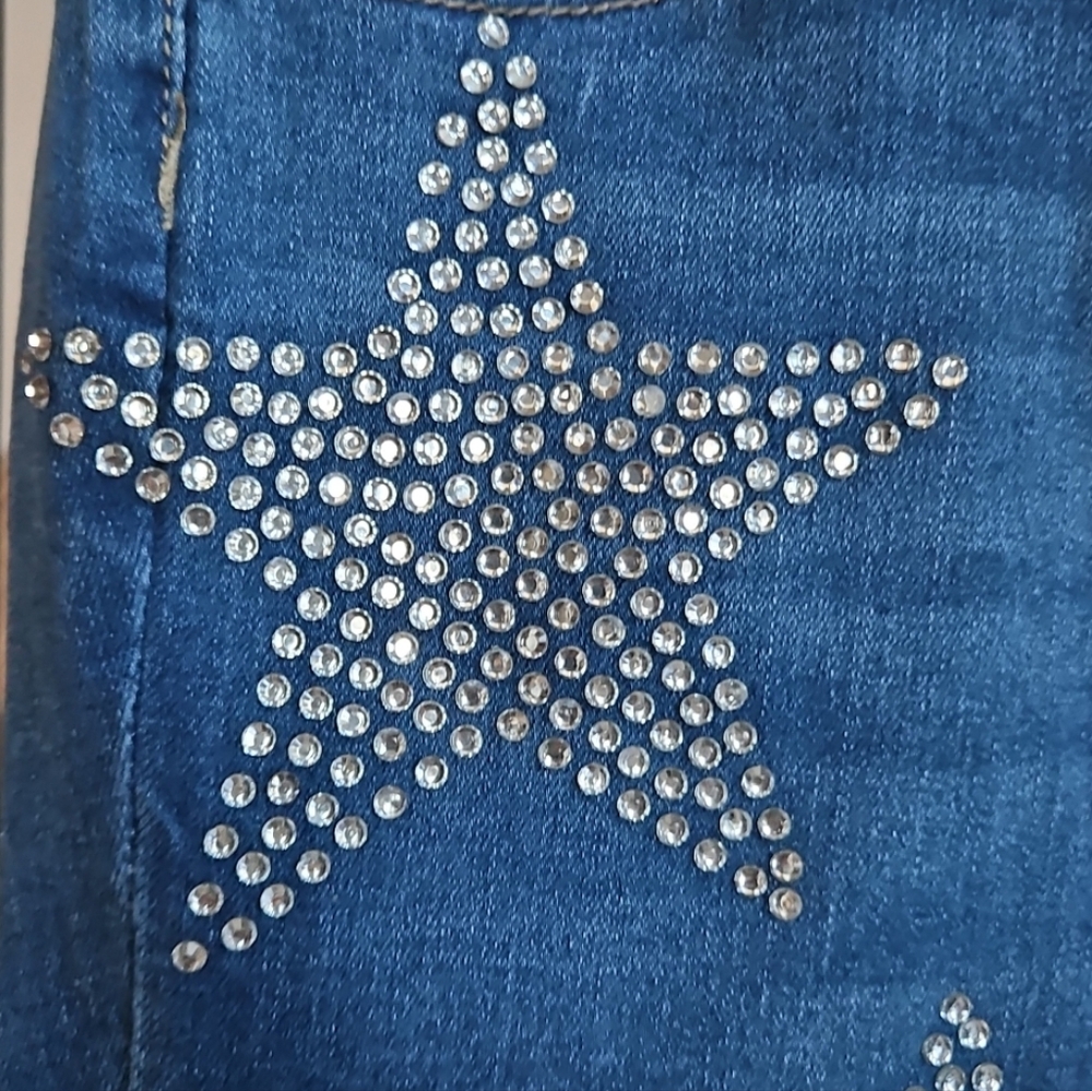Austin Landing Rhinestone Star-Embellished  Bootcut Blue Jeans - Picture 3 of 7